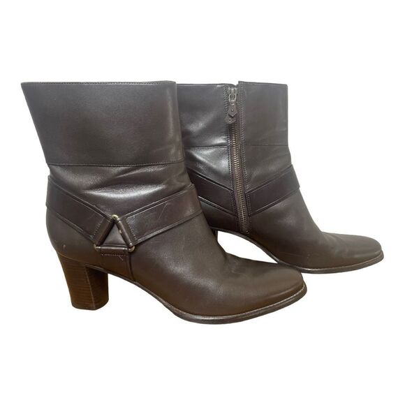 Cole Haan Nike Air Sole Brown Leather Valerie Ankle Heel Booties Womens Sz 10 - Picture 1 of 11